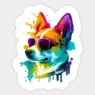 Colourful Cool Corgi Dog with Sunglasses Sticker